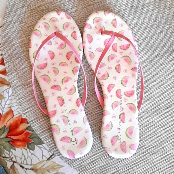 LC Lauren Conrad Women's Pink Watermelon Sandals 10M - Picture 1 of 5